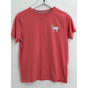 GOAT USA Mens Graphic T-Shirt Salmon Pink Crown Goat Logo Short Sleeve Size M